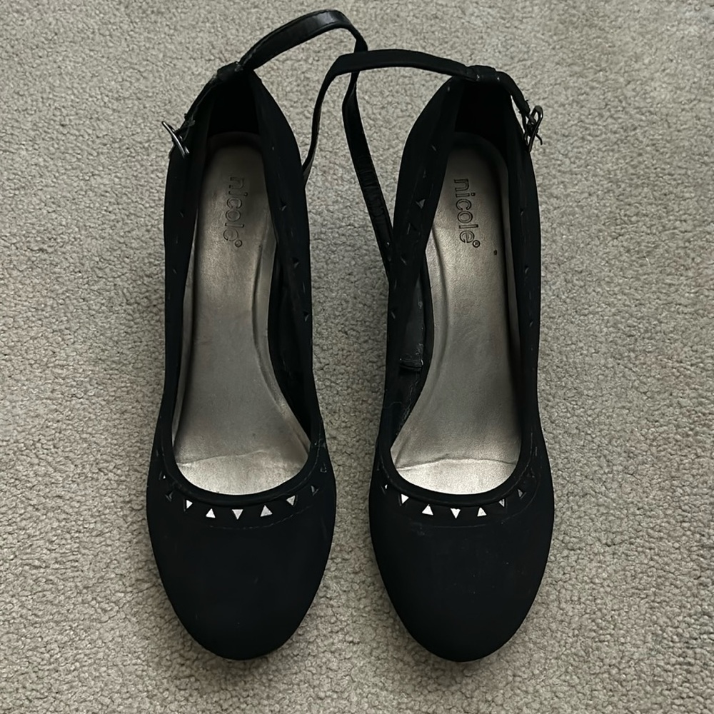 Black Wedge Heels with ankle strap
